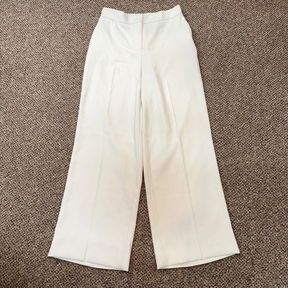 Rachel Zoe Off White Wide Leg‎ Trousers High Waist Dress Pants Size 2 Cream